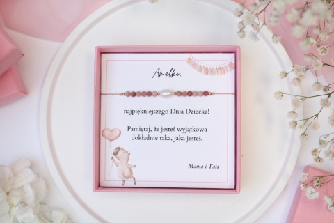 Zestaw prezentowy dla Dziecka bransoletka Pinky Swear z dedykacją