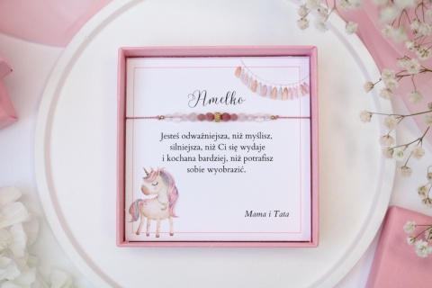 Zestaw prezentowy dla Dziecka bransoletka Peony z dedykacją