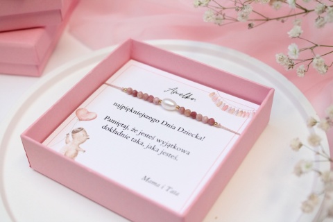 Zestaw prezentowy dla Dziecka bransoletka Pinky Swear z dedykacją