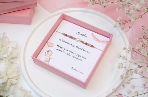 Zestaw prezentowy dla Dziecka bransoletka Pinky Swear z dedykacją