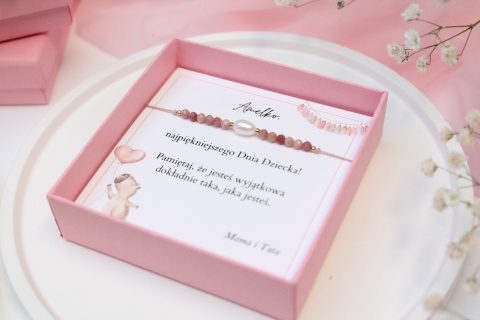 Zestaw prezentowy dla Dziecka bransoletka Pinky Swear z dedykacją