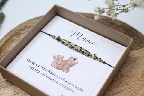 Zestaw prezentowy dla Mamy – bransoletka Dalmatian z dedykacją