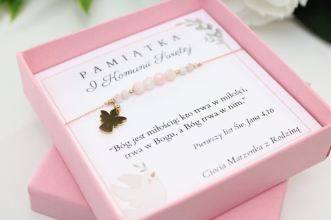 Pamiątka Pierwszej Komunii Świętej - Bransoletka Agnel z dedykacją