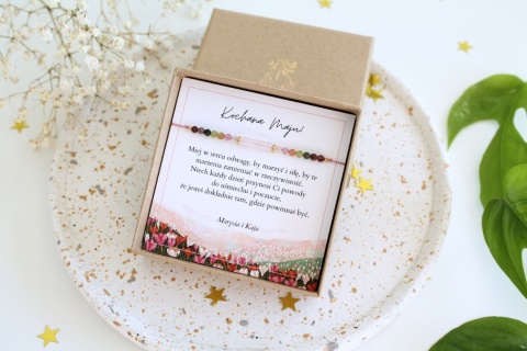 Bransoletka Wrzosowisko prezent urodzinowy z personalizowanymi życzeniami