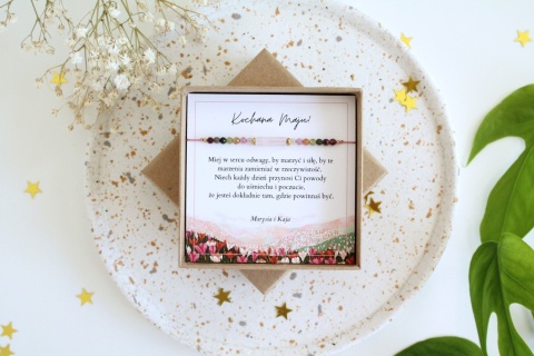 Bransoletka Wrzosowisko prezent urodzinowy z personalizowanymi życzeniami