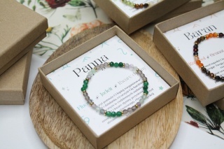 Bransoletka zodiakalna na gumce z naturalnych kamieni – wybierz swój znak zodiaku