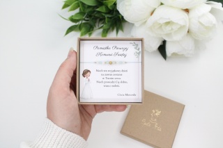 Pamiątka Pierwszej Komunii delikatna bransoletka Faith z dedykacją