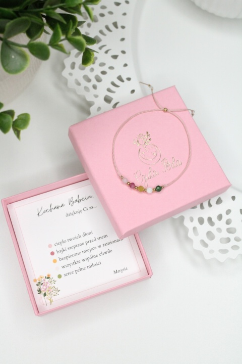 Prezent na Dzień Babci – bransoletka Flowers z personalizowaną dedykacją