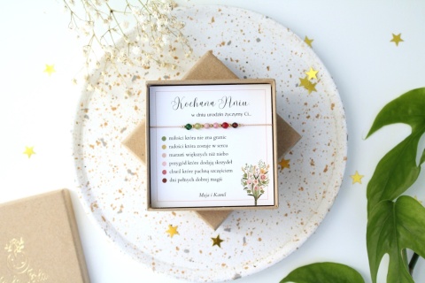 Bransoletka Bukiet Życzeń prezent z dedykacją na urodziny