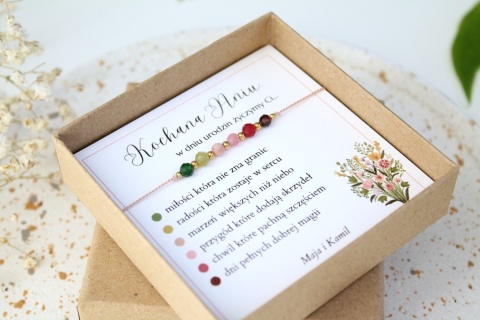 Bransoletka Bukiet Życzeń prezent z dedykacją na urodziny