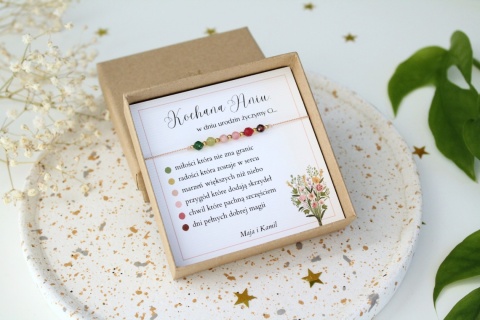 Bransoletka Bukiet Życzeń prezent z dedykacją na urodziny