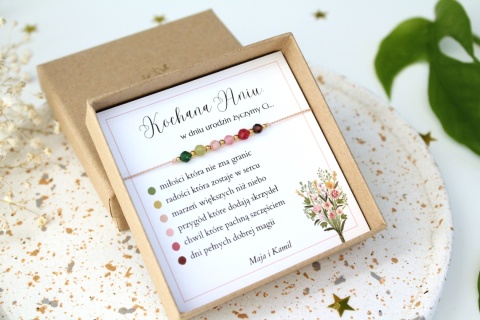 Bransoletka Bukiet Życzeń prezent z dedykacją na urodziny