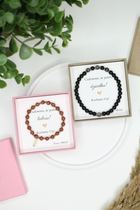 Zestaw prezentowy bransoletki dla Babci i Dziadka z dedykacją