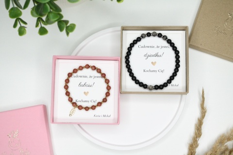 Zestaw prezentowy bransoletki dla Babci i Dziadka z dedykacją