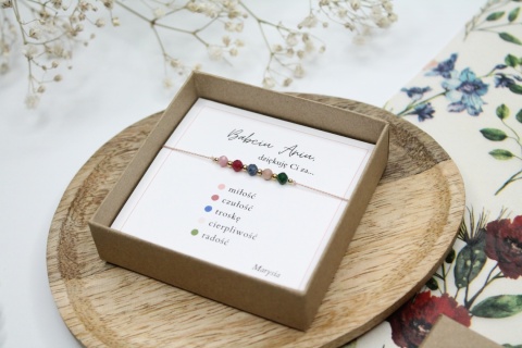 Zestaw prezentowy dla Babci – bransoletka Merci z dedykacją