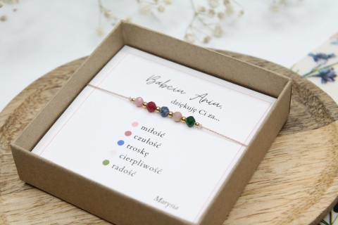 Zestaw prezentowy dla Babci – bransoletka Merci z dedykacją