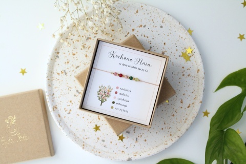 Prezent urodzinowy – bransoletka Bukiet Słów z personalizowaną dedykacją