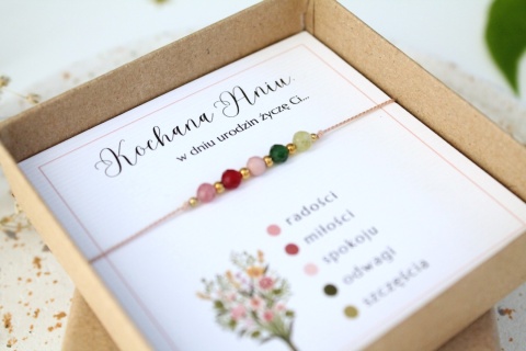 Prezent urodzinowy – bransoletka Bukiet Słów z personalizowaną dedykacją