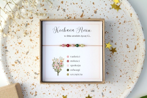 Prezent urodzinowy – bransoletka Bukiet Słów z personalizowaną dedykacją