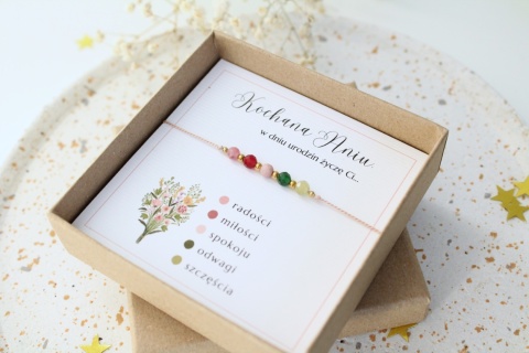 Prezent urodzinowy – bransoletka Bukiet Słów z personalizowaną dedykacją