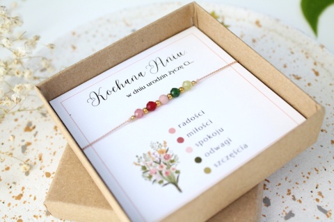 Prezent urodzinowy – bransoletka Bukiet Słów z personalizowaną dedykacją