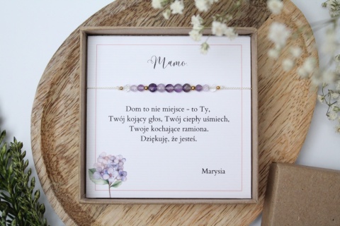 Zestaw prezentowy dla Mamy – bransoletka Lilac z dedykacją