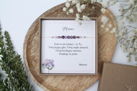 Zestaw prezentowy dla Mamy – bransoletka Lilac z dedykacją